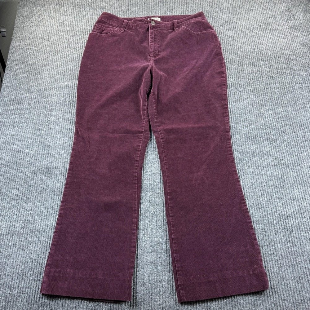 St. John's Bay Corduroy Dress Pants Womens 12 Purple Straight Leg Stretch Casual